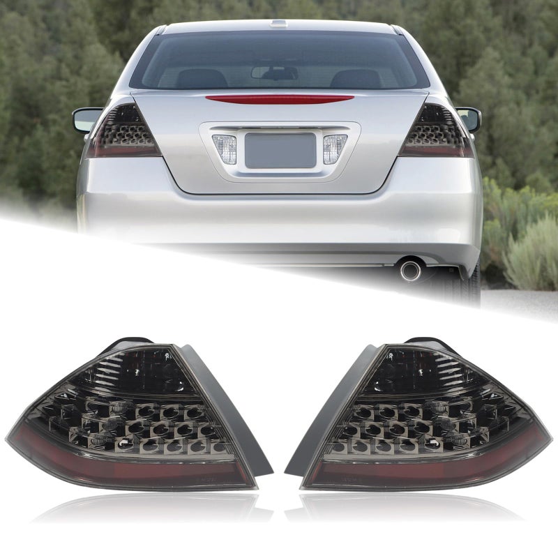 KAMDKI A Pair Smoke Black Tail Light Fit for 2006 2007 Honda Accord LX EX EXL Sedan 4-Door Rear Lamp Assembly Left Driver and Right Passenger Side W/Bulb W/O Unit Module 33551SDAA32 HO2819130 - Image 1