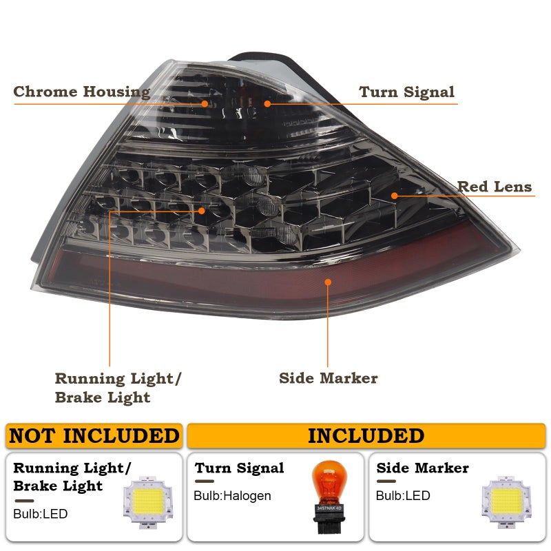 KAMDKI A Pair Smoke Black Tail Light Fit for 2006 2007 Honda Accord LX EX EXL Sedan 4-Door Rear Lamp Assembly Left Driver and Right Passenger Side W/Bulb W/O Unit Module 33551SDAA32 HO2819130 - Image 4