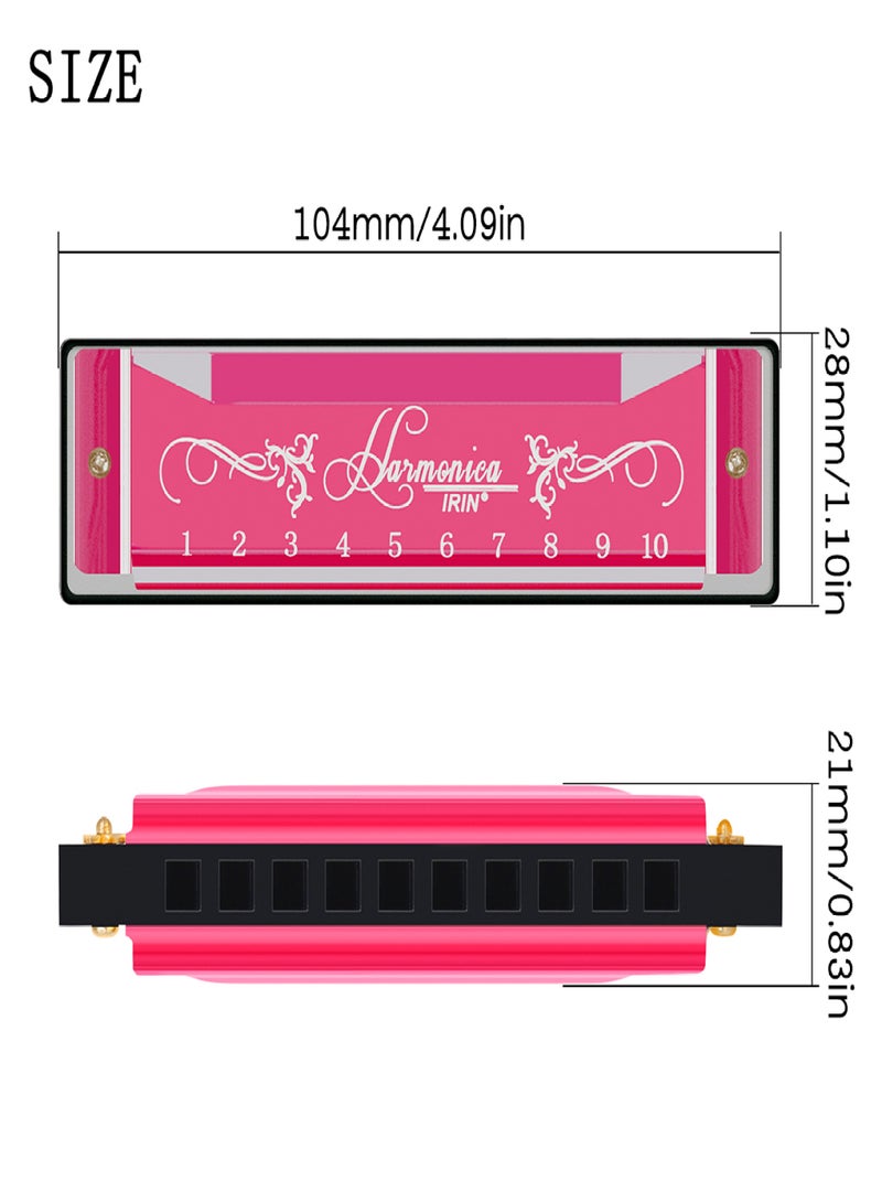 IRIN 10-Hole Harmonica Key of C 20-Tone Musical Gift with Storage Case for Beginner Student - Image 2