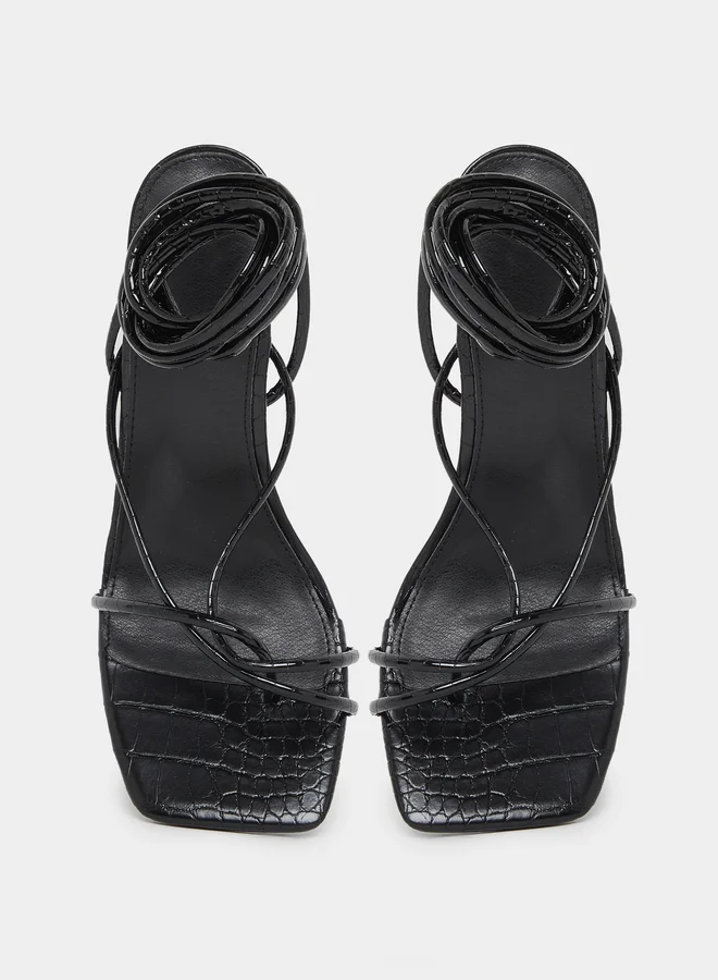 Styli Plain Strappy Tie-Up Stiletto Heel Sandals
