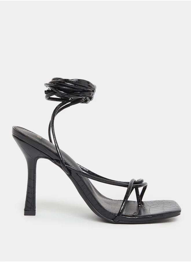 Styli Plain Strappy Tie-Up Stiletto Heel Sandals