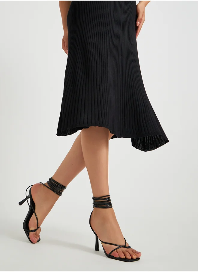 Styli Plain Strappy Tie-Up Stiletto Heel Sandals