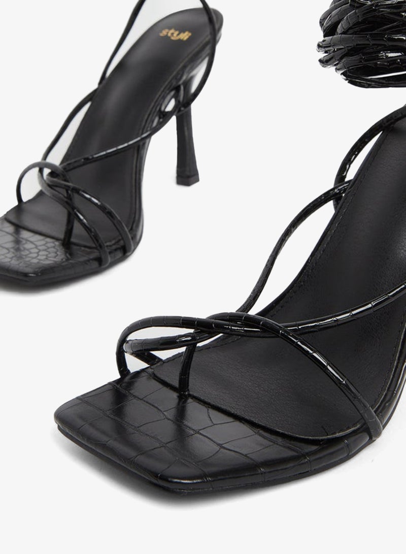 Styli Plain Strappy Tie-Up Stiletto Heel Sandals - Image 4
