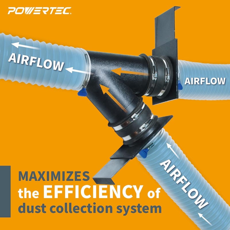 POWERTEC 70108-P2 بوابة تفجير 4 بوصة لجهاز جمع الغبار، ملحقات جمع الغبار، 2 عبوة - Image 5
