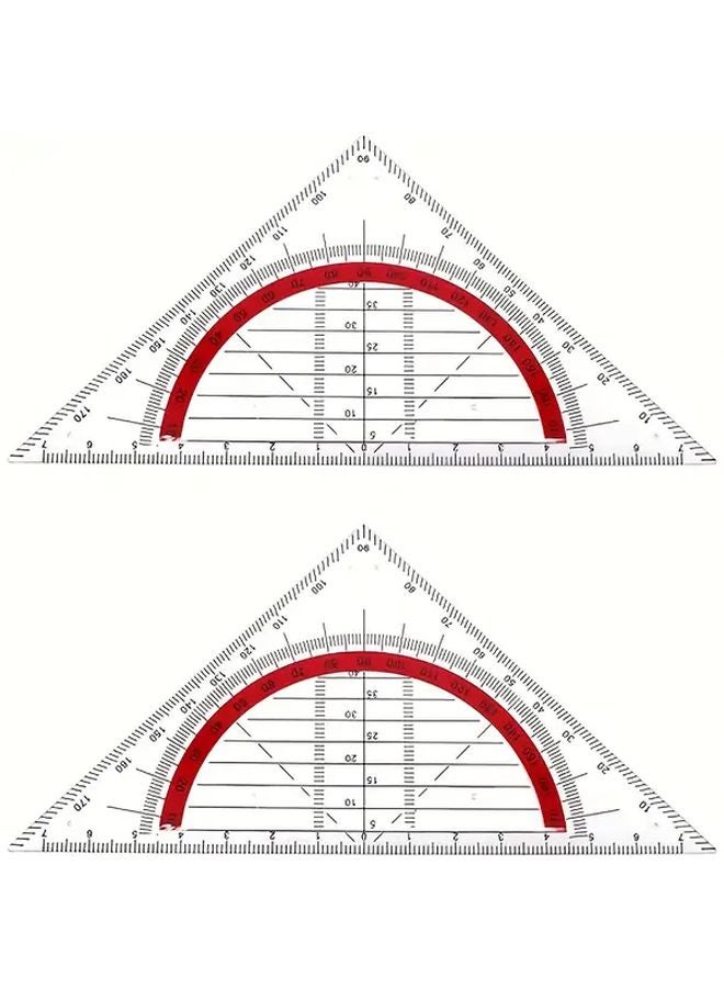 قطعتان من منقلة الهندسة البلاستيكية، أداة رسم متينة وشفافة بزوايا دقيقة 30 و60 و90 درجة - Image 1