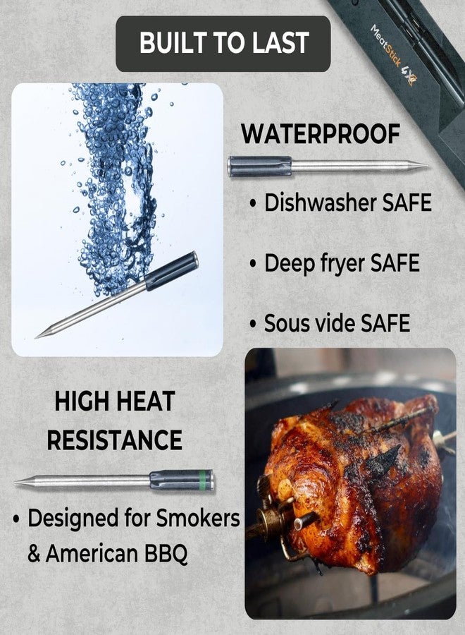 The MeatStick MeatStick 4X Wireless Meat Thermometer for Grilling and Smoking, Bluetooth Temperature Probe with 4 Sensors, 650ft+ Range for BBQ, Smoker, Oven - Image 5