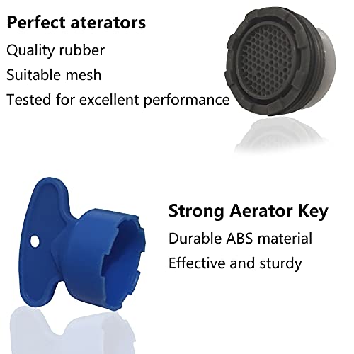 IVYRISE 4 Pack Faucet Replacement Part Insert Filter + 4 Pack Removal Wrench Tool, Aerators Water Saving Flow Restrictor Set for Sink Tap Aerators M16.5 18.5 21.5 24 (4Size) /1.2GPM,1.5GPM,1.8GPM,2.2GPM - Image 4
