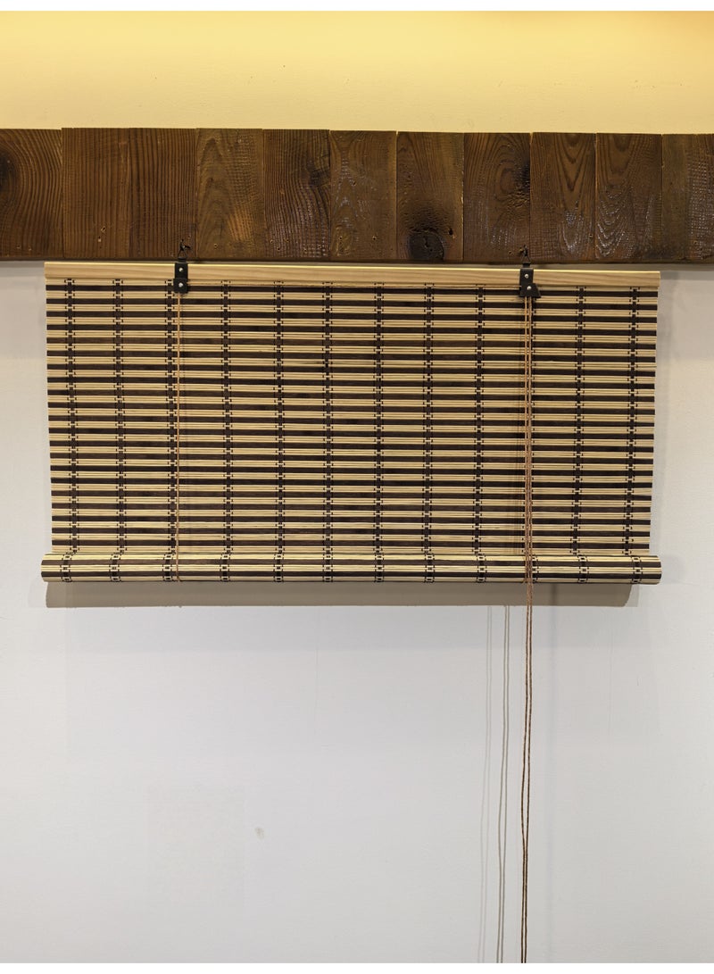 ابلس ستائر بامبو من الخيزران الطبيعي  لون اساسي بيج مع الوان متدخلة سهلة التركيب  معها ادوات التركيب - Image 3