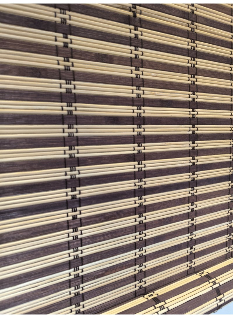 ابلس ستائر بامبو من الخيزران الطبيعي  لون اساسي بيج مع الوان متدخلة سهلة التركيب  معها ادوات التركيب - Image 1