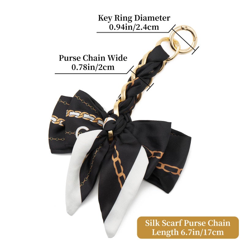 ZOOEASS Bag Extender Chain with Bow Ribbon Purse Chain Extender for Crossbody Bag Charms Women Handbag Decoration Accessories(Black) - Image 2