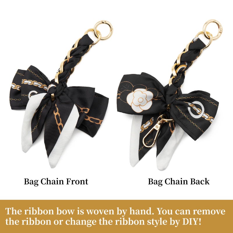 ZOOEASS Bag Extender Chain with Bow Ribbon Purse Chain Extender for Crossbody Bag Charms Women Handbag Decoration Accessories(Black) - Image 3