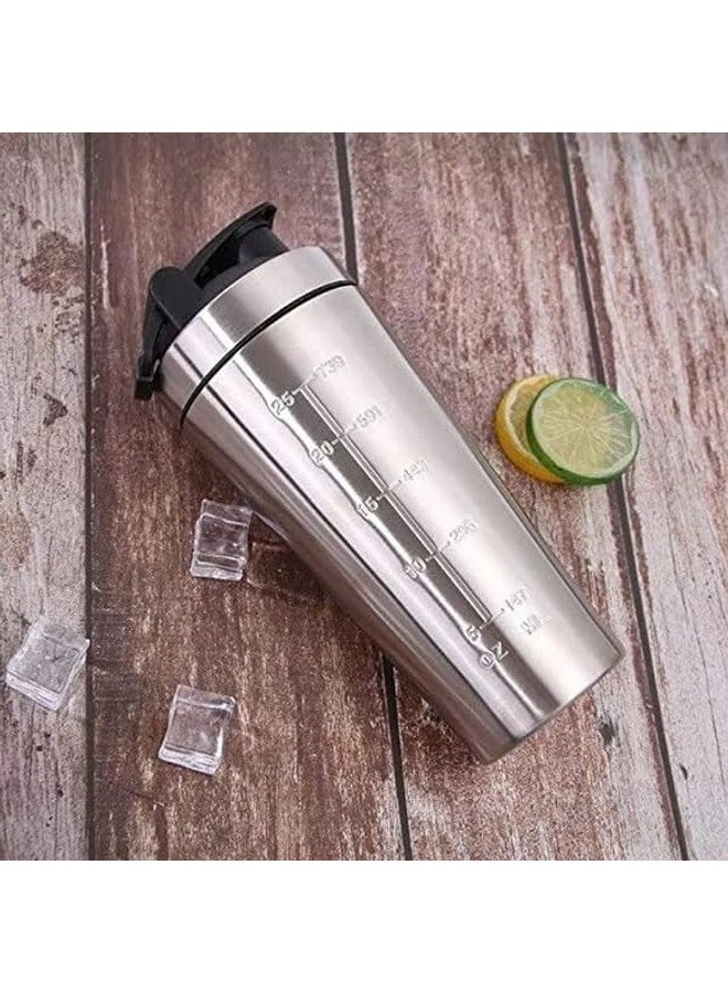 wike Apex FIT-X Gym Shaker Bottle 750ml - 100% Leakproof Design with Knob, Silver | BPA-Free, Includes Wire Whisk Ball & wike Cleaning Cloth | Ideal for Protein Shake, Pre-Post Workout Hydration - Image 2
