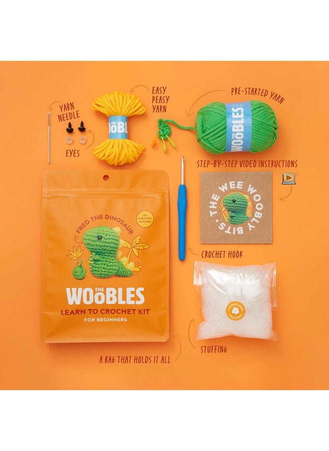 The Woobles - The Woobles Beginners Crochet Kit with Easy Peasy Yarn as seen on Shark Tank - with Step-by-Step Video Tutorials - Fred The Dinosaur - Image 1