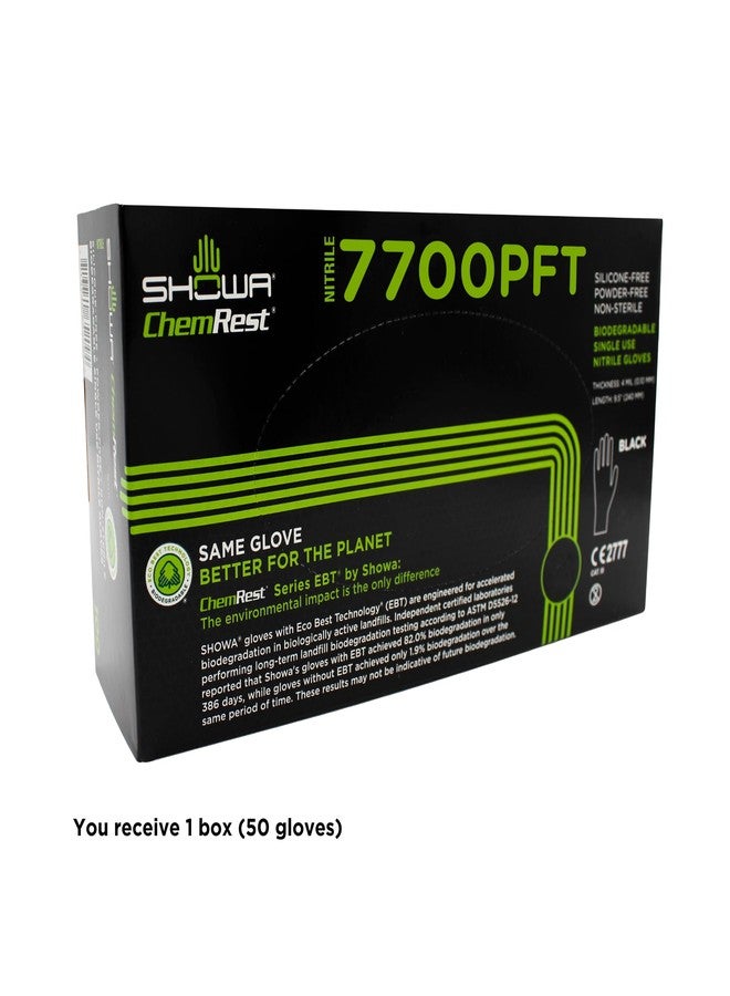 SHOWA N-Dex 7700PFT Accelerator-free Disposable Nitrile Glove, Powder Free, Small, Black (Pack of 50) - Image 2