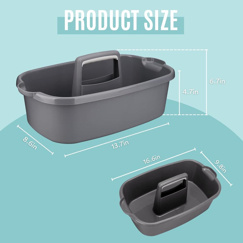 MAPPLE CREATION Gray Plastic Storage Basket Organizer | Portable Shower Caddy with Handle for Bathroom, Kitchen, Cleaning Supplies | Large, Easy to Clean, Versatile Use - Image 2