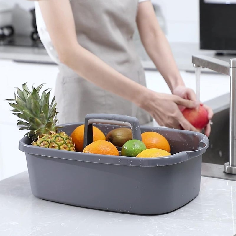 MAPPLE CREATION Gray Plastic Storage Basket Organizer | Portable Shower Caddy with Handle for Bathroom, Kitchen, Cleaning Supplies | Large, Easy to Clean, Versatile Use - Image 1