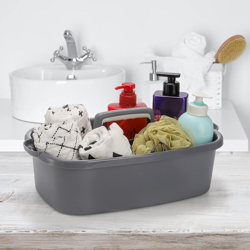 MAPPLE CREATION Gray Plastic Storage Basket Organizer | Portable Shower Caddy with Handle for Bathroom, Kitchen, Cleaning Supplies | Large, Easy to Clean, Versatile Use - Image 5