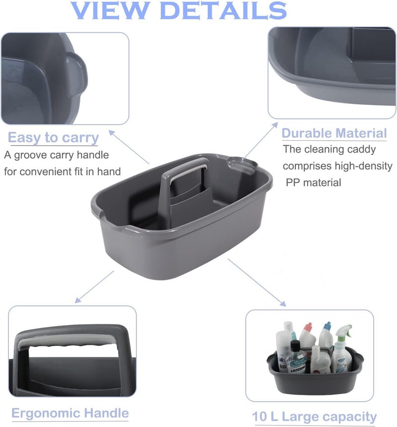 MAPPLE CREATION Gray Plastic Storage Basket Organizer | Portable Shower Caddy with Handle for Bathroom, Kitchen, Cleaning Supplies | Large, Easy to Clean, Versatile Use - Image 3