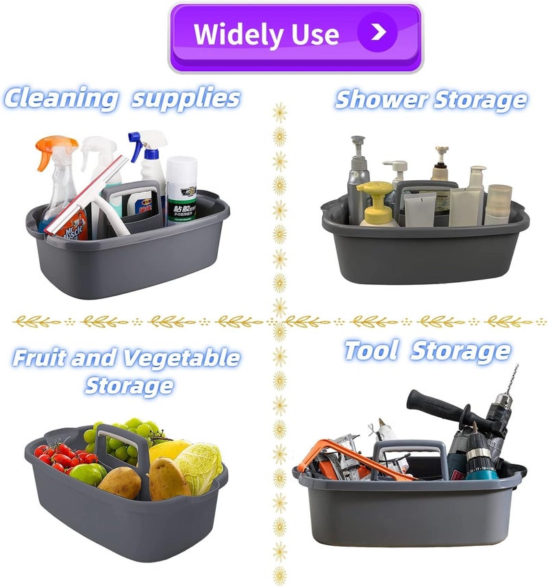 MAPPLE CREATION Gray Plastic Storage Basket Organizer | Portable Shower Caddy with Handle for Bathroom, Kitchen, Cleaning Supplies | Large, Easy to Clean, Versatile Use - Image 4