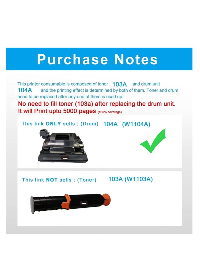 Terabyte Compatible 104A Drum Unit W1104A for HP Neverstop Laser 1000 and MFP 1200n 1200w 1200nw Printers - Image 3