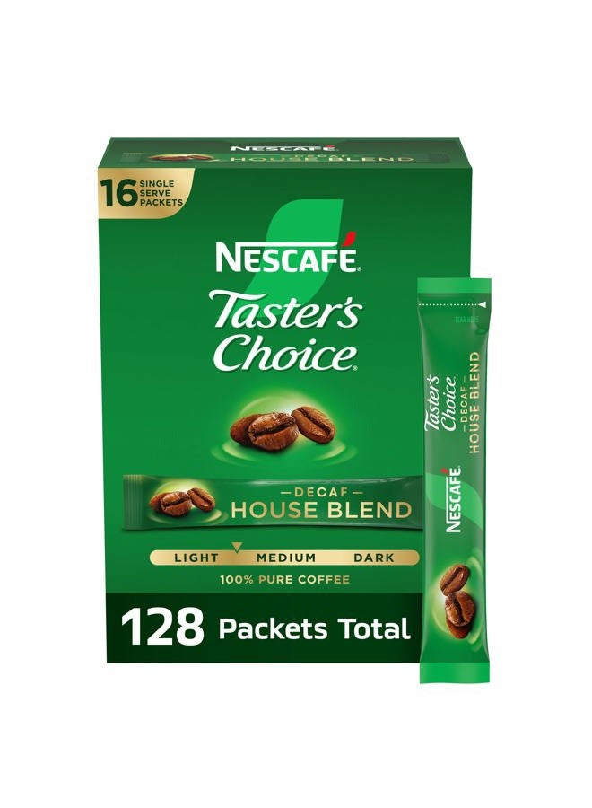 Taster's Choice NESCAFÉ Taster's Choice Instant Coffee Packets, Light Medium Roast Coffee, Decaf House Blend, 8 Boxes (128 Packets) - Image 1