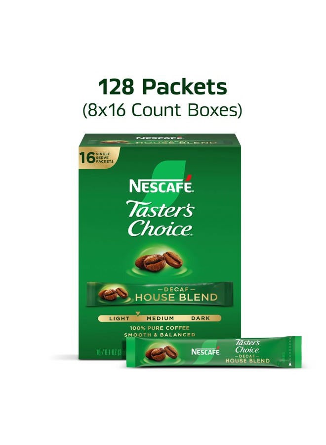 Taster's Choice NESCAFÉ Taster's Choice Instant Coffee Packets, Light Medium Roast Coffee, Decaf House Blend, 8 Boxes (128 Packets) - Image 2