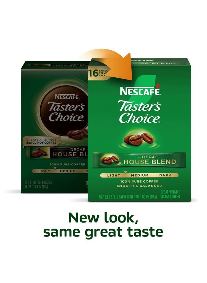 Taster's Choice NESCAFÉ Taster's Choice Instant Coffee Packets, Light Medium Roast Coffee, Decaf House Blend, 8 Boxes (128 Packets) - Image 3