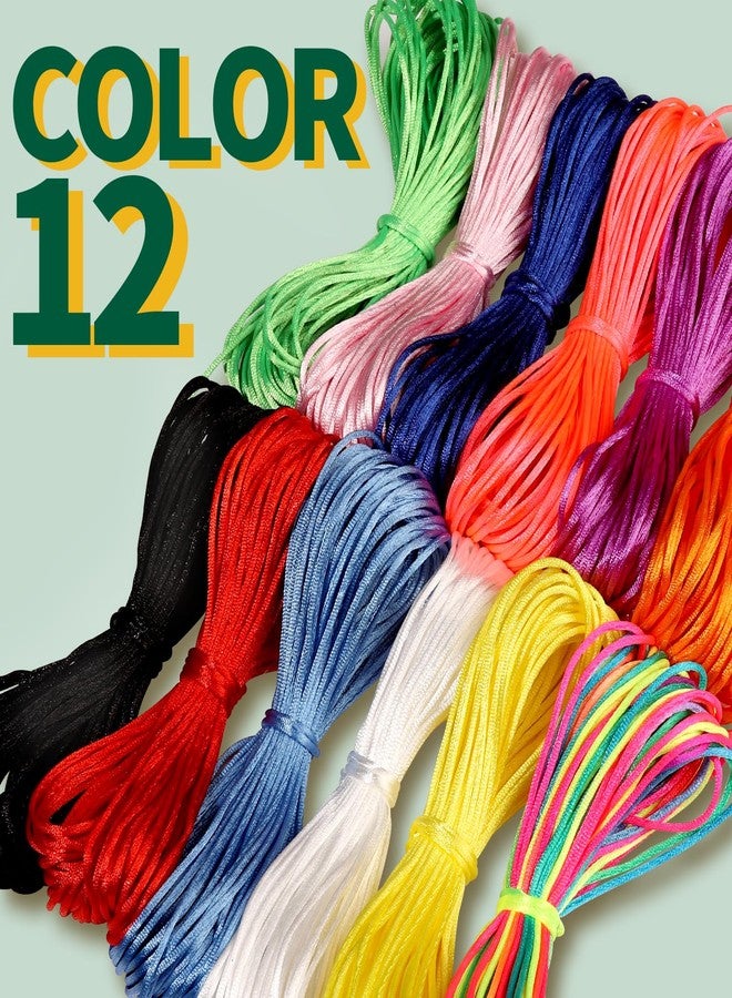 FANDAMEI FDNDAMEI 12 Colors Nylon String for Bracelets, Waxed String for Bracelet Making, Satin Nylon Cord for Jewelry Making, Nylon Beading Thread for Craft, String for Bracelet, Necklace, Knit Craft 12 Rolls - Image 3