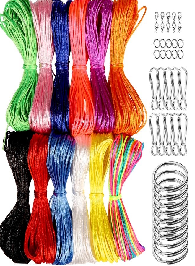 FANDAMEI FDNDAMEI 12 Colors Nylon String for Bracelets, Waxed String for Bracelet Making, Satin Nylon Cord for Jewelry Making, Nylon Beading Thread for Craft, String for Bracelet, Necklace, Knit Craft 12 Rolls - Image 1