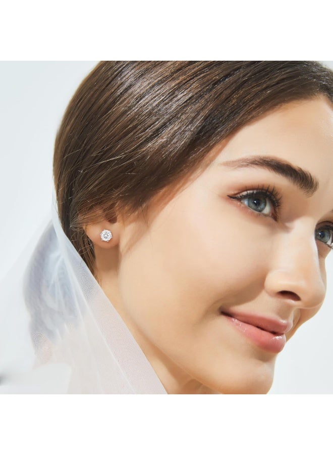 جوليا ستور أقراط مرصعة بالزركونيا المكعبة مطلية بالذهب الأبيض عيار 18 قيراطًا من الفولاذ المقاوم للصدأ 316L بسيطة وبسيطة تشبه الماس أقراط عصرية بسيطة وأنيقة مجوهرات هدية للنساء - Image 3