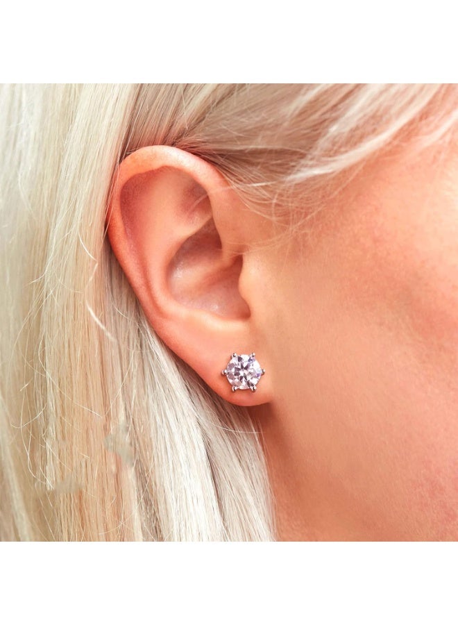 جوليا ستور أقراط مرصعة بالزركونيا المكعبة مطلية بالذهب الأبيض عيار 18 قيراطًا من الفولاذ المقاوم للصدأ 316L بسيطة وبسيطة تشبه الماس أقراط عصرية بسيطة وأنيقة مجوهرات هدية للنساء - Image 5