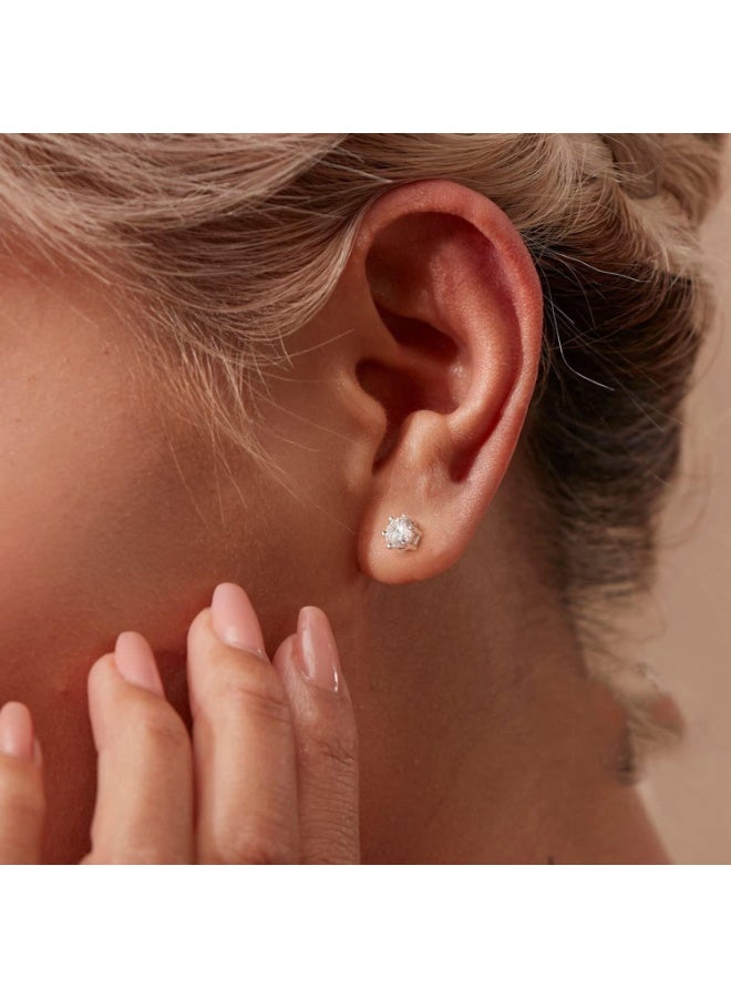 جوليا ستور أقراط مرصعة بالزركونيا المكعبة مطلية بالذهب الأبيض عيار 18 قيراطًا من الفولاذ المقاوم للصدأ 316L بسيطة وبسيطة تشبه الماس أقراط عصرية بسيطة وأنيقة مجوهرات هدية للنساء - Image 4