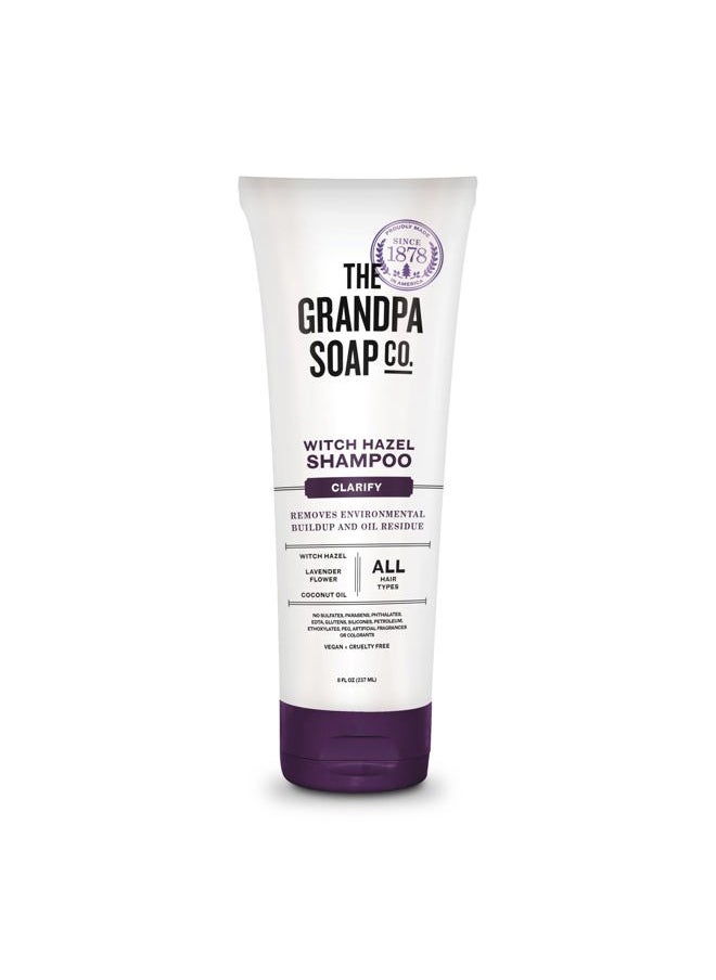 GRANDPA'S The Grandpa Soap Company Clarifying Witch Hazel Shampoo - Removes Buildup, With Witch Hazel & Lavender Flower, For All Hair Types, Vegan, Sulfates and Parabens Free, 8 Fl Oz  - Image 1