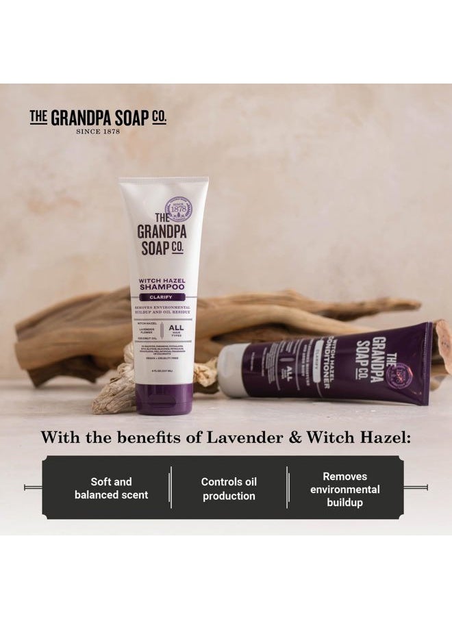 GRANDPA'S The Grandpa Soap Company Clarifying Witch Hazel Shampoo - Removes Buildup, With Witch Hazel & Lavender Flower, For All Hair Types, Vegan, Sulfates and Parabens Free, 8 Fl Oz  - Image 4