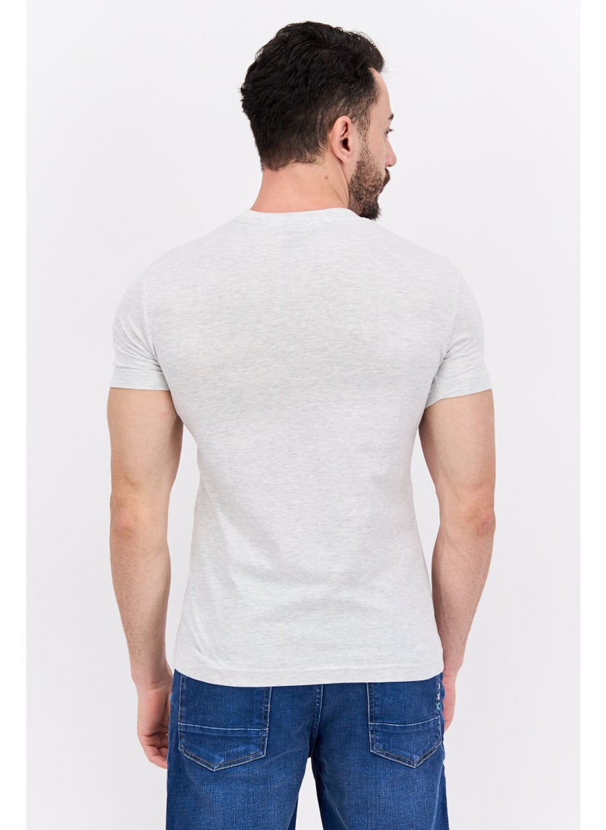 Free Soul - Men Crew Neck Short Sleeve Printed T-Shirts, Heather Grey - Image 1