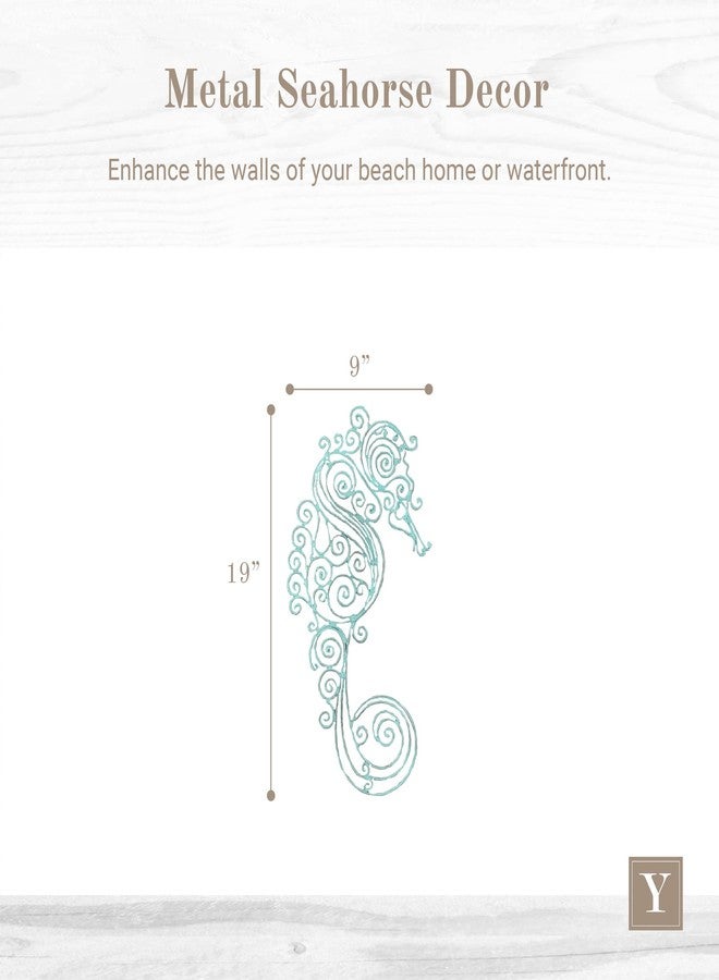 Young's Inc. Metal Seahorse Decor - 19" H x 9" W - Beach Themed Decor for Home - Large Metal Wall Art - Image 2