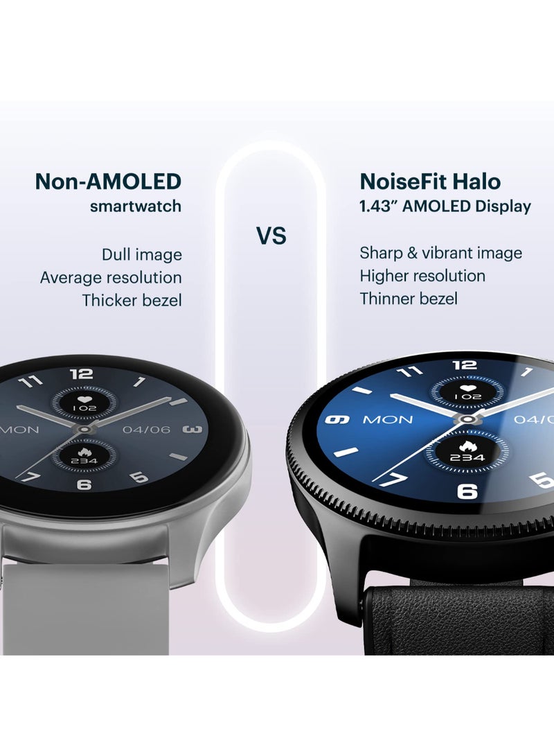 Noisefit Halo 1.43" Amoled Display, Bluetooth Calling Round Dial Smart Watch, Premium Metallic Build, Always On Display, Smart Gesture Control, 100 Sports Modes Classic Black - Image 2