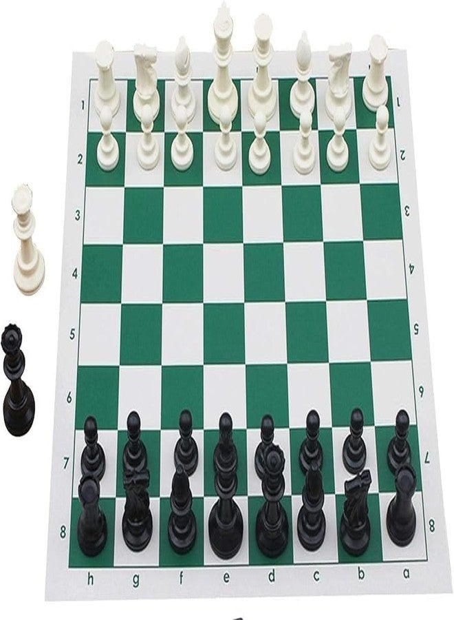 Tima Best Value Tournament Chess Set 17"x 17" Solid Chess Pieces and Green Mat Roll-Up Vinyl Chess Mat, Plastic Filled Pieces with 2 Extra Queens & Carry Bag - Image 4