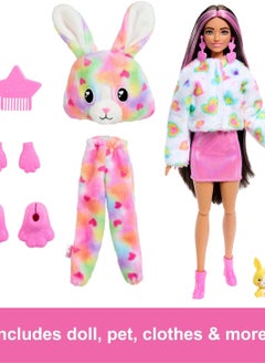 Barbie دمية باربي كيوتي ريفيل مع إكسسواراتها وزي الأرنب المصنوع من القطيفة المصبوغ بالربط  - Image 2