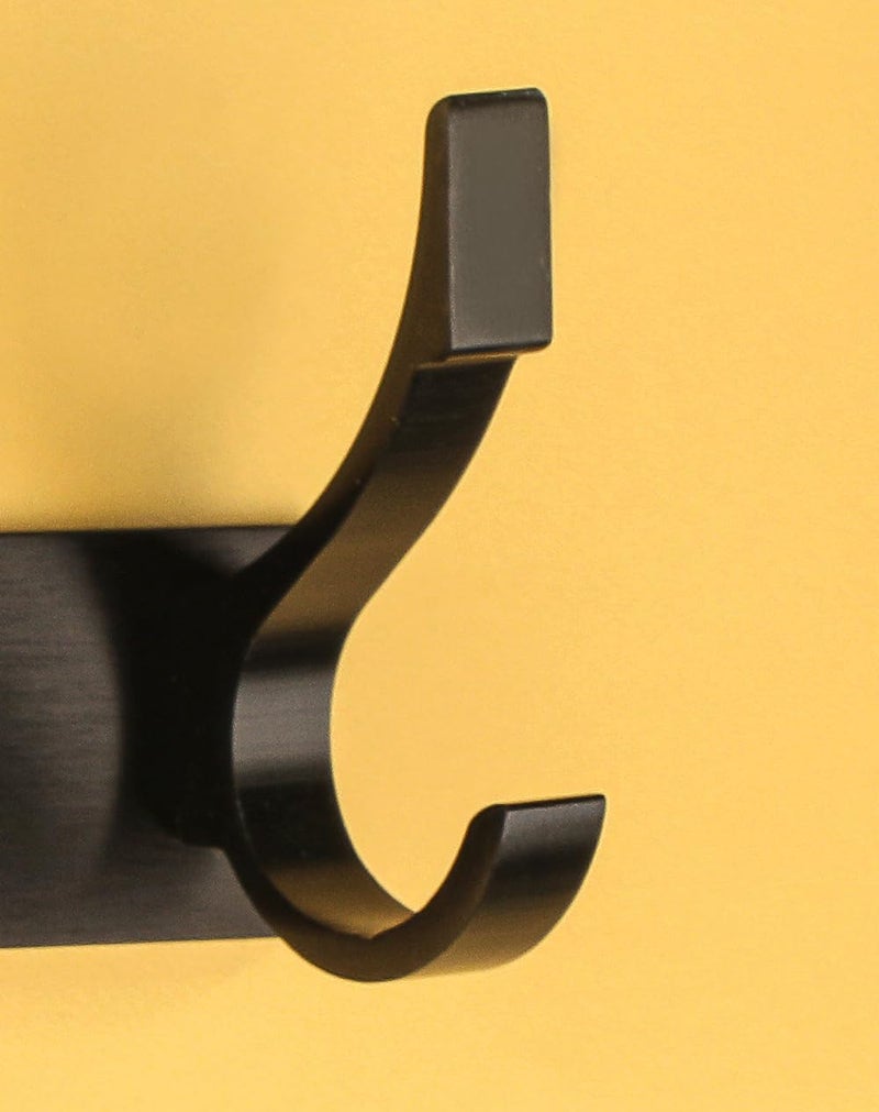 iSTAR خطافات ملابس الحمام 6 دبابيس حامل باب حائط غرفة نوم حمام خطافات رداء سكة لتعليق المفاتيح والملابس ألومنيوم (أسود عبوة من 2) - Image 4