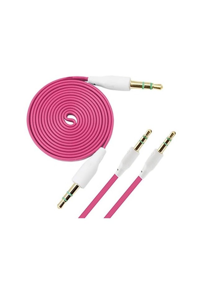 MATRIX - Aux Flat Audio Cable 3.5Mm Male To Male 1m Car Aux Auxiliary Cord Stereo Audio Cable Connector For Smartphones and Tablets Pink - Image 1