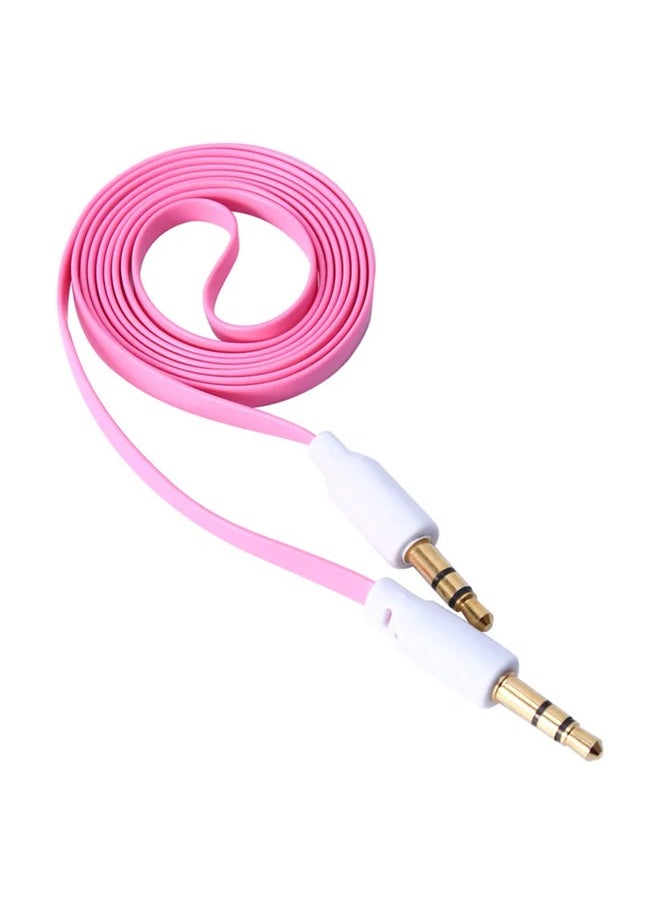 MATRIX - Aux Flat Audio Cable 3.5Mm Male To Male 1m Car Aux Auxiliary Cord Stereo Audio Cable Connector For Smartphones and Tablets Pink - Image 1
