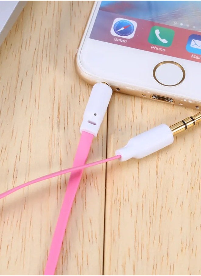 MATRIX - Aux Flat Audio Cable 3.5Mm Male To Male 1m Car Aux Auxiliary Cord Stereo Audio Cable Connector For Smartphones and Tablets Pink - Image 1