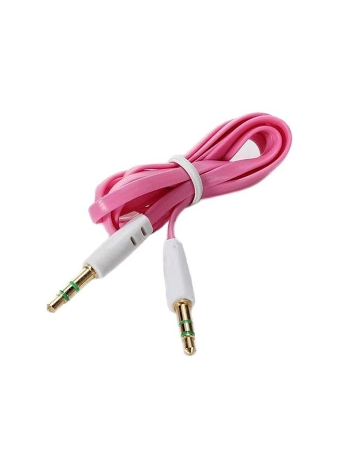 MATRIX - Aux Flat Audio Cable 3.5Mm Male To Male 1m Car Aux Auxiliary Cord Stereo Audio Cable Connector For Smartphones and Tablets Pink - Image 1