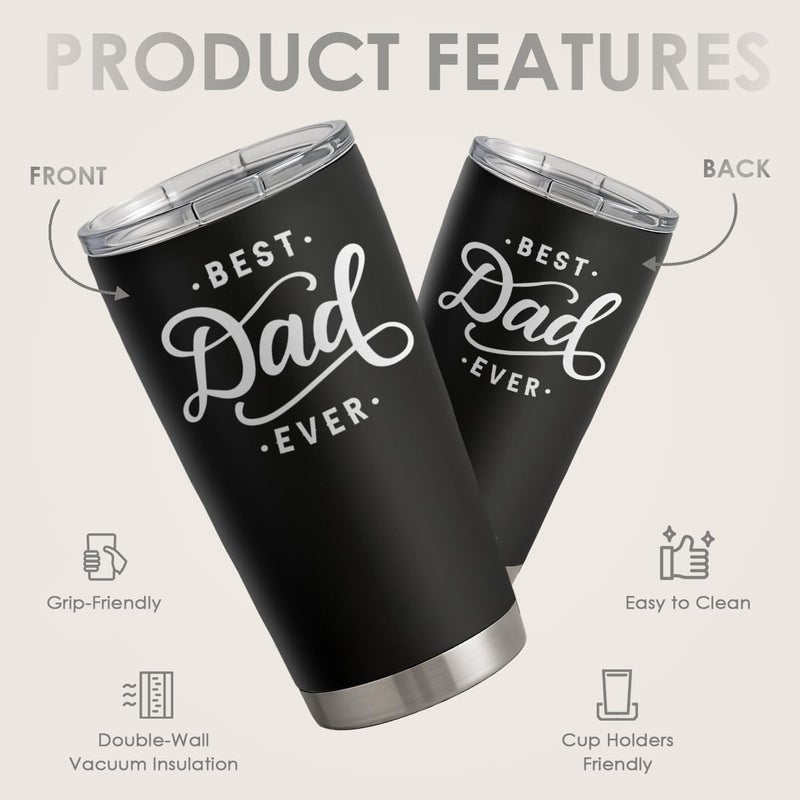 SANDJEST Dad Tumbler Gifts for Dad from Daughters Sons - 20oz Stainless Steel Insulated Coffee Travel Mug Christmas, Birthday, Father's Day Gift - Image 2