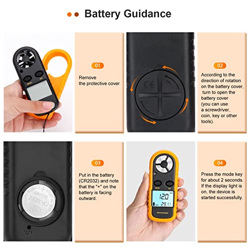 Clatoon Anemometer Handheld, Light Weight Digital Wind Speed Meter, Wind Speed Temperature Gauge with Digital LCD Display for Kite Flying, Meteorology, Fishing, Surfing - Image 3