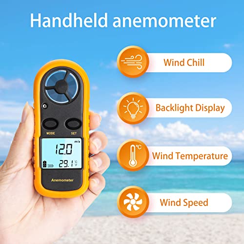 Clatoon Anemometer Handheld, Light Weight Digital Wind Speed Meter, Wind Speed Temperature Gauge with Digital LCD Display for Kite Flying, Meteorology, Fishing, Surfing - Image 4