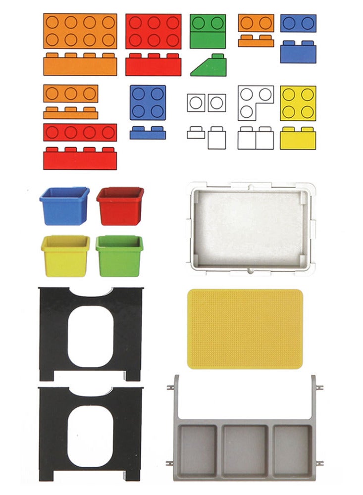 طاولة أنشطة ومكعبات 3 في 1، طاولة ألعاب، متوافقة مع 69 مكعب ليغو، طاولة الدراسة، طاولة لعب مائية، طاولة رمل، طاولة متعددة الأغراض، أثاث أطفال للأولاد والبنات، اللعب الحسي، التعليم المنزلي، 69 مكعب، 3 - Image 3