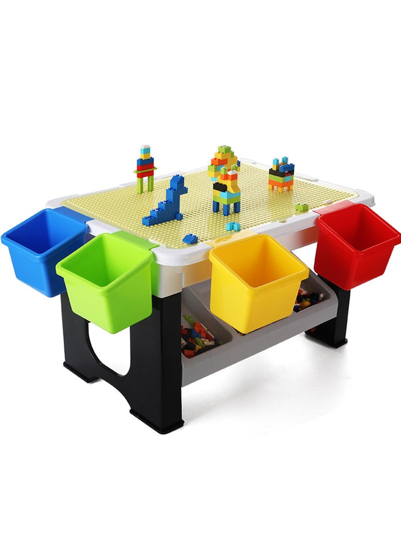 طاولة أنشطة ومكعبات 3 في 1، طاولة ألعاب، متوافقة مع 69 مكعب ليغو، طاولة الدراسة، طاولة لعب مائية، طاولة رمل، طاولة متعددة الأغراض، أثاث أطفال للأولاد والبنات، اللعب الحسي، التعليم المنزلي، 69 مكعب، 3 - Image 1