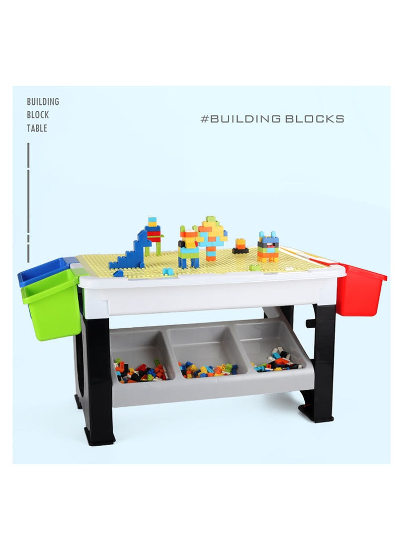 طاولة أنشطة ومكعبات 3 في 1، طاولة ألعاب، متوافقة مع 69 مكعب ليغو، طاولة الدراسة، طاولة لعب مائية، طاولة رمل، طاولة متعددة الأغراض، أثاث أطفال للأولاد والبنات، اللعب الحسي، التعليم المنزلي، 69 مكعب، 3 - Image 5